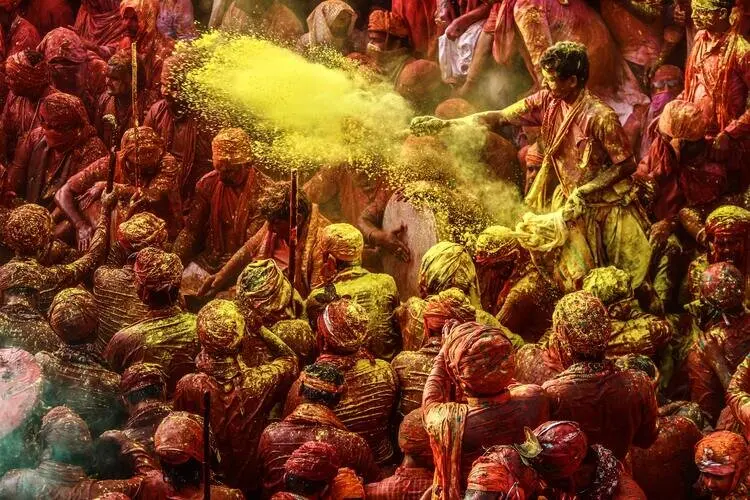 People celebrating Holi in India