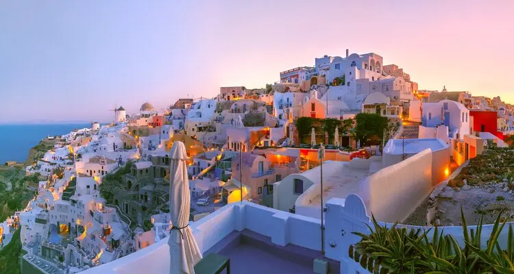 Old Town of Oia at sunset, Santorini, Greece