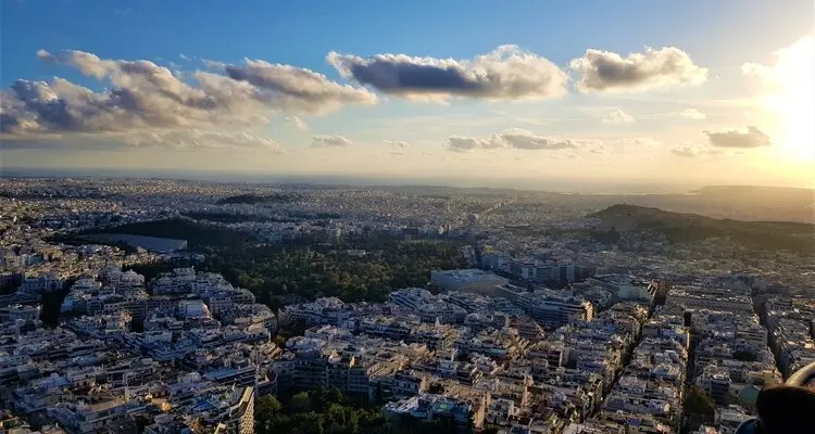 Athens View from Top with Mount Lycabettus, Greece